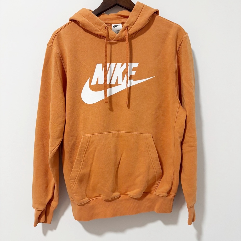 Nike Hoodie Sweatshirt Mens Size Medium Orange White Pullover Comfort‎ Layers